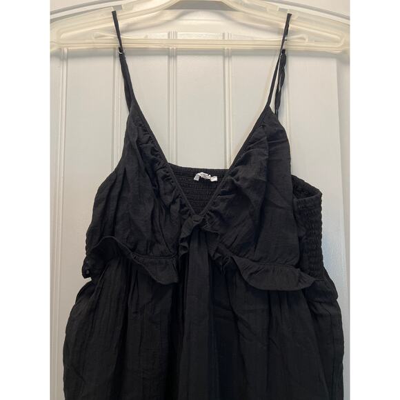 Tularosa Women’s V Neck Cotton‎ Sleeveless Tiered Ruffle Summer Dress Sz M Black - Picture 2 of 5